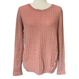 Charter Club Luxury 100% Cashmere Sweater Pale Pink Cable Knit Womens Medium